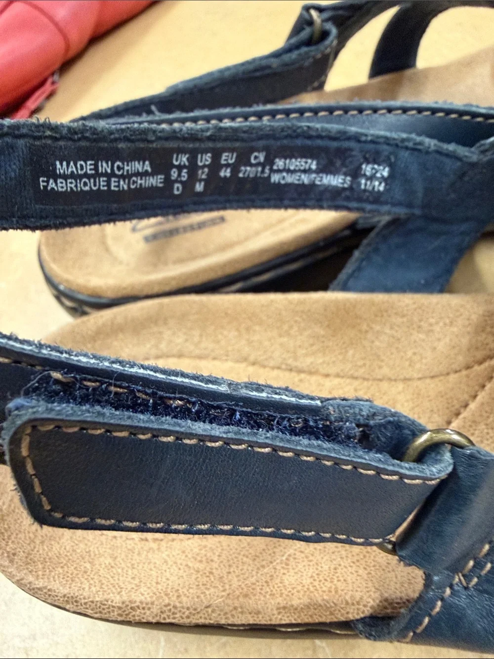 Clarks Women's Dark Blue Leather Slingback Sandals